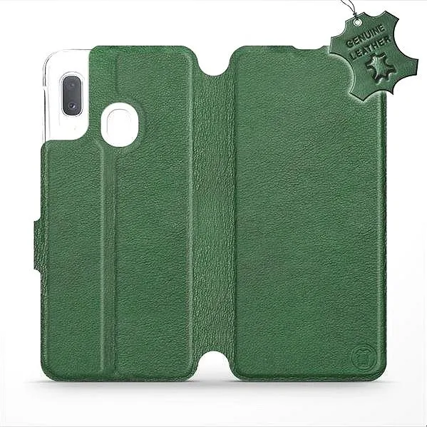 Kryt na mobil Flip púzdro na mobil Samsung Galaxy A20e - Zelené - kožené - Green Leather