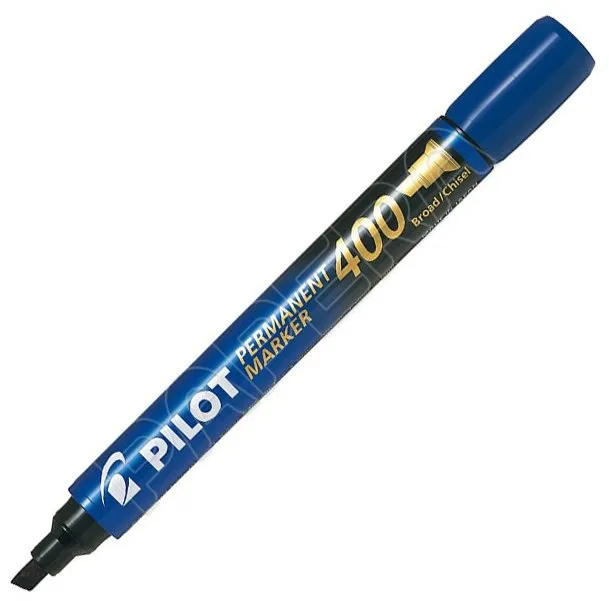 Popisovač PILOT Permanent Marker 400 1.5 - 4.0 mm, modrý, modrá farba, skosený hrot, šírka