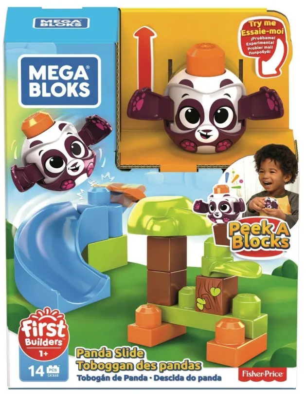 Stavebnica Mega Bloks Peek a blocks veľká šmykľavka - lesná panda