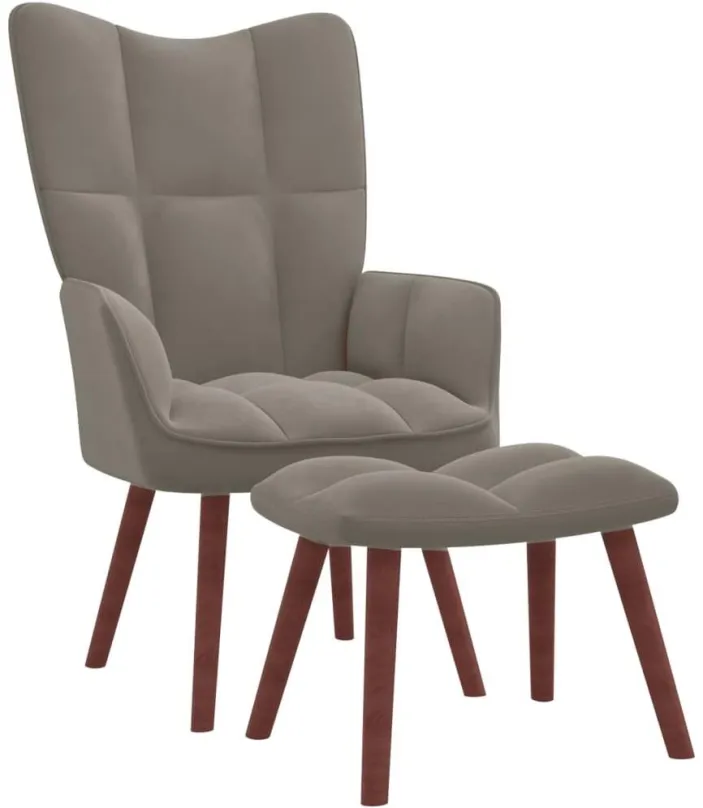 Kreslo Relaxačné kreslo so stoličkou svetlo šedej zamat , 328062