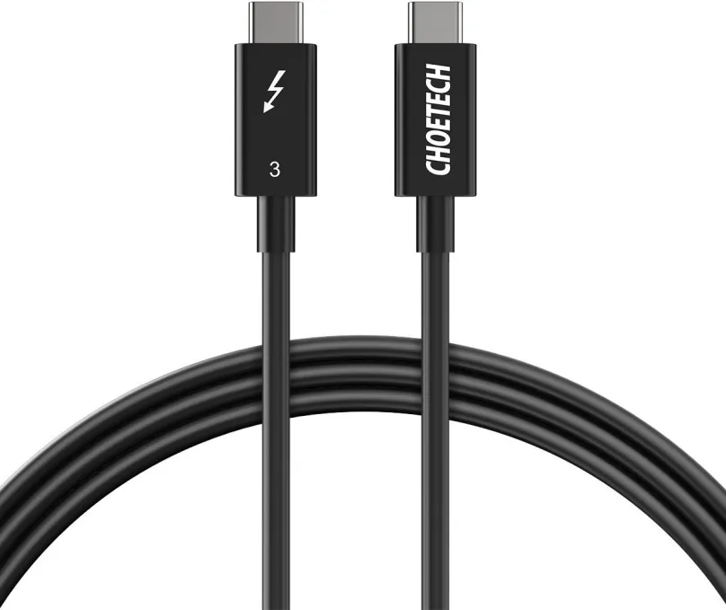 Dátový kábel ChoeTech Thunderbolt 3 Passive USB-C Cable 0.7m Black