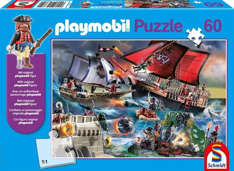 Puzzle Puzzle Playmobil Piráti 60 dielikov + figúrka Playmobil