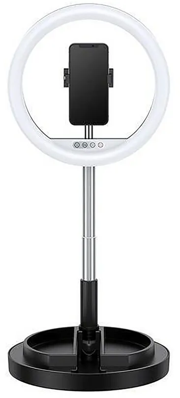 Selfie tyč USAMS US-ZB120 Stretchable Selfie Ring Light čierna, 168cm, kov, max. šírka teľ
