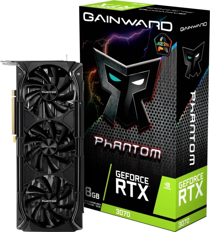 Grafická karta GAINWARD GeForce RTX 3070 Phantom+ LHR, 8 GB GDDR6 (14000 MHz), NVIDIA GeF