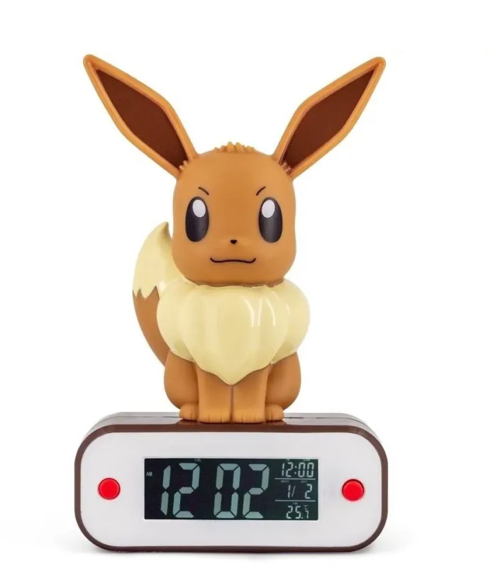 Budík Bigben Pokémon EEVEE, digitálne, batériové napájanie, LED displej, opakované budenie