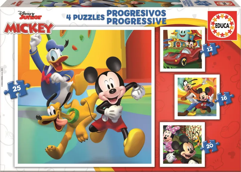 Puzzle Educa Puzzle Mickey a priatelia 4v1 (12,16,20,25 dielikov)