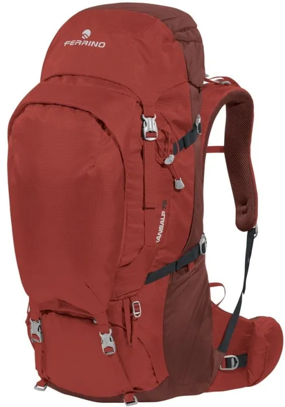 Turistický batoh Ferrino Transalp 75 2022 red, rozmery 80 x 41 x 34 cm, hmotnosť 2,6 kg,