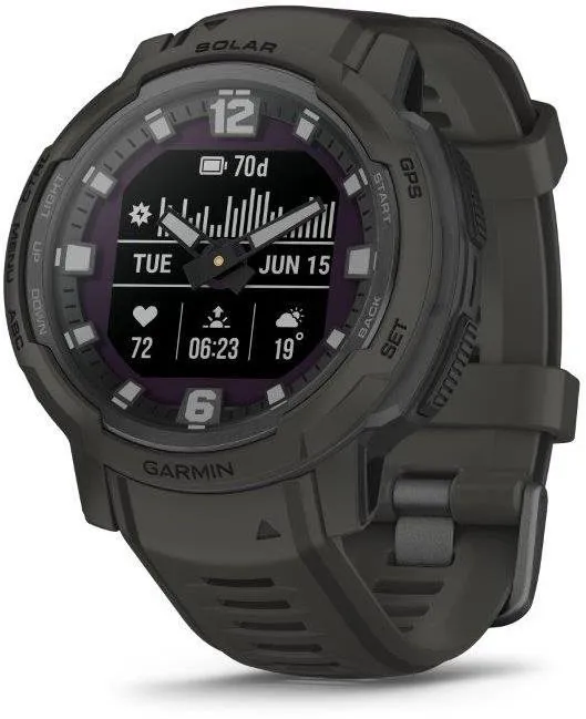 Chytré hodinky Garmin Instinct Crossover Solar Graphite, pre mužov aj ženy, s ovládaním v