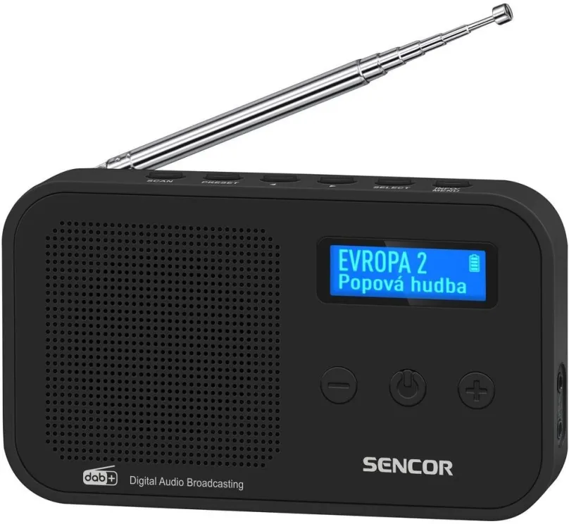 Rádio Sencor SRD 7200 B, klasické, prenosné, DAB+, FM a RDS tuner so 40 predvoľbami, výkon