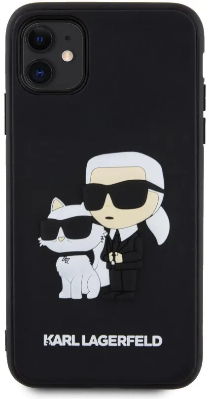 Kryt pre mobil Karl Lagerfeld 3D Rubber Karl and Choupette Zadný Kryt pre iPhone 11 Black