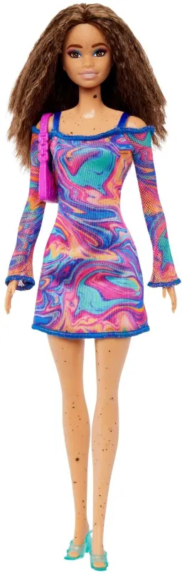 Bábika Barbie Modelka - Dúhové marble šaty