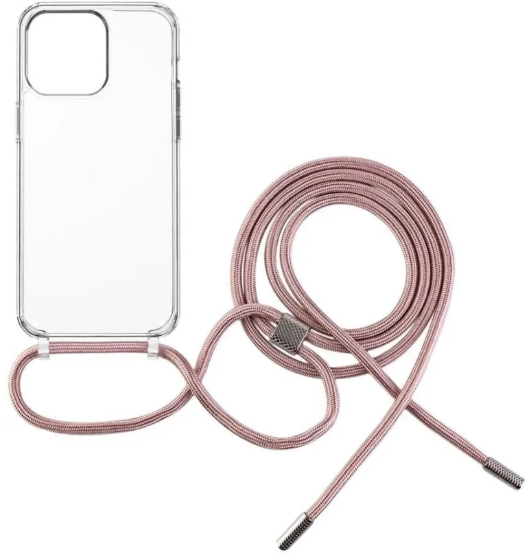 Kryt na mobil FIXED Pure Neck AntiUV s ružovou šnúrkou na krk pre Apple iPhone 15 Pro Max