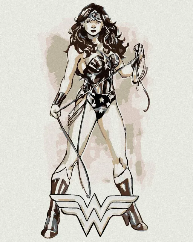 Maľovanie podľa čísel Wonder Woman čiernobiely plagát II, 40x50 cm, vypnuté plátno na rám