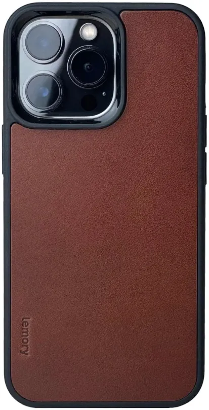 Kryt na mobil Lemory iPhone 14 kožený kryt s podporou MagSafe hnedá