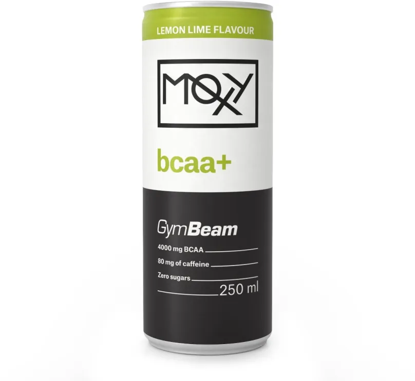 Aminokyseliny GymBeam MOXY BCAA + Energy Drink 250 ml, BCAA, príchuť citrón a limetka, bal