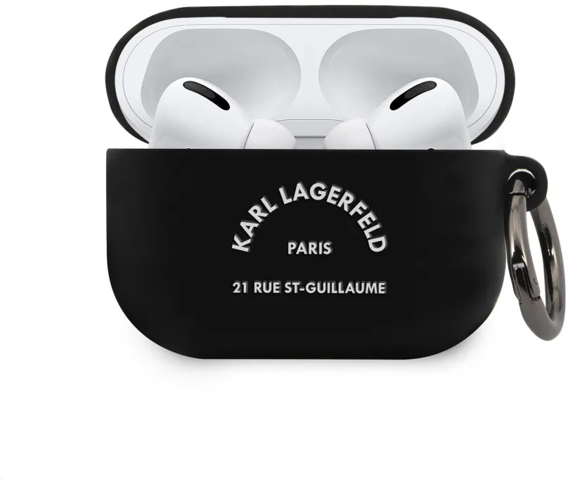 Puzdro na slúchadlá Karl Lagerfeld Rue St Guillaume Silikónové Puzdro pre Airpods Pro Black