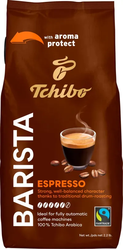 Káva Tchibo Barista Espresso, zrnková, 1000g, zrnková, 100% arabica, pôvod Zmes rôzneho