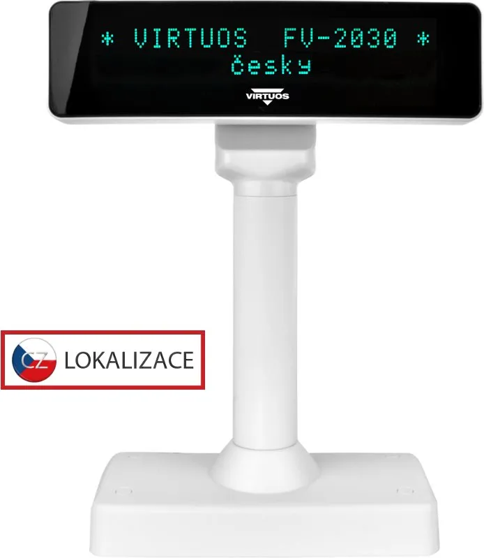 Zákaznícky displej Virtuos VFD FV-2030W 2x20 9mm biely