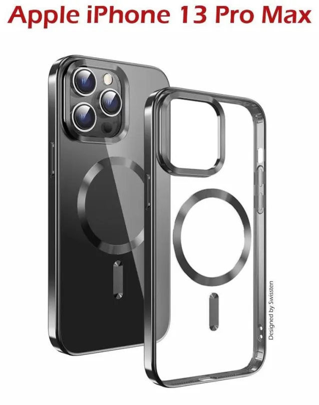 Kryt na mobil Swissten Clear Jelly MagStick Metallic pre iPhone 13 Pro Max čierne