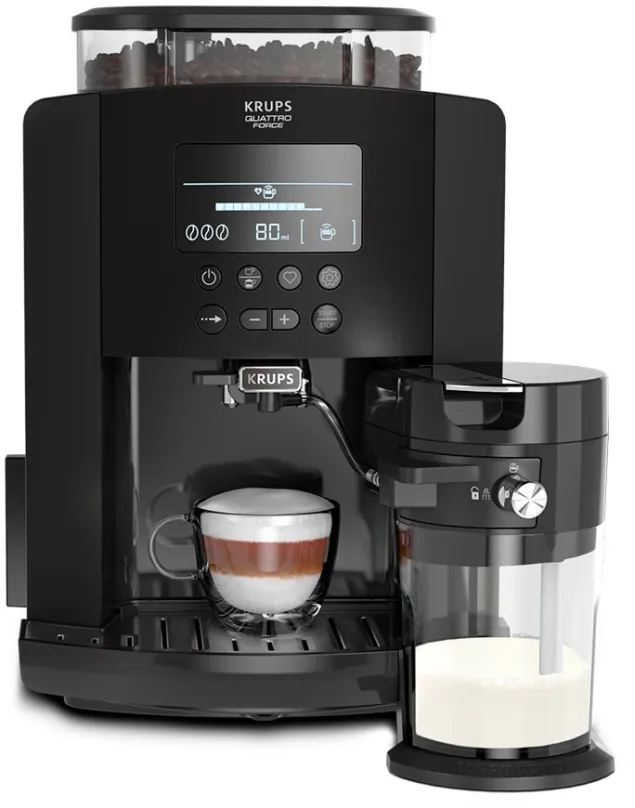 Automatický kávovar KRUPS EA819N10 Arabica Latte, 15 bar, príkon 1450W, 4 druhy nastavenia