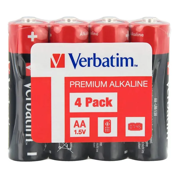 Batéria alkalická, AA, 1.5V, Verbatim, fólia, 4-pack, 49501