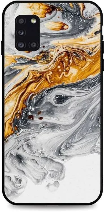 Kryt na mobil TopQ LUXURY Samsung A31 pevný Marble šedo-zlatý 50899, pre Samsung A31 a Gal