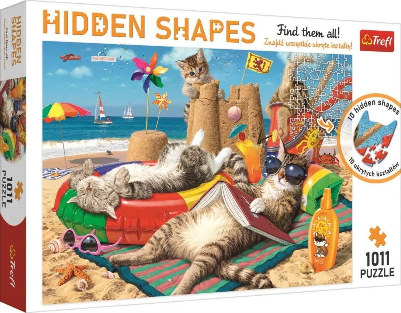 Puzzle Trefl Puzzle Hidden Shapes: Mačacie prázdniny 1011 dielikov