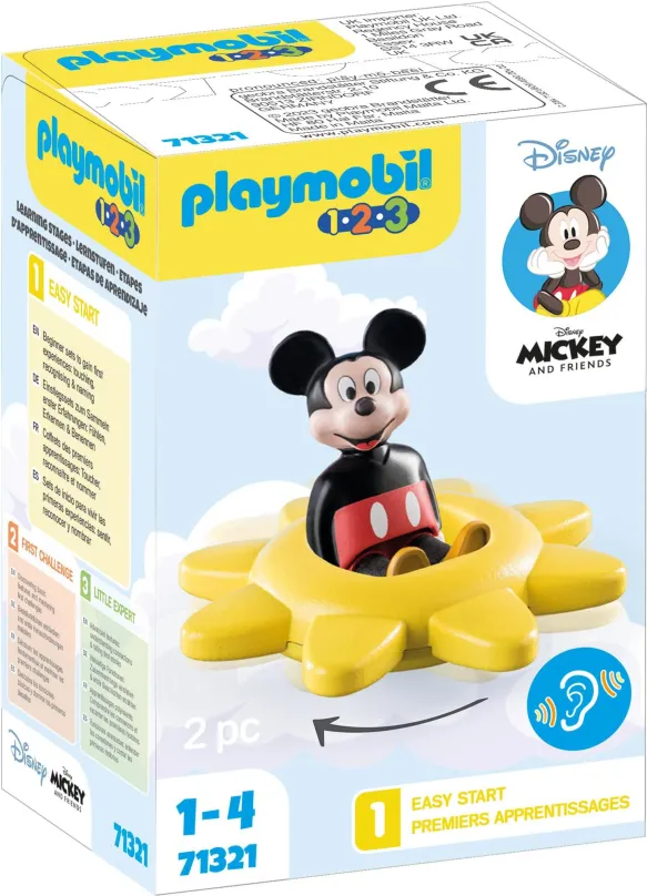 Stavebnica Playmobil 71321 1.2.3 & Disney: Mickeyho otočné slnko s funkciou hrkálky