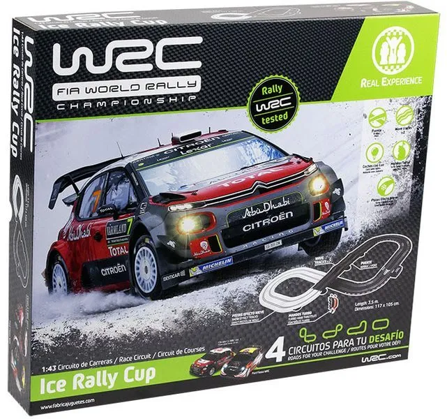 Autodráha WRC Ice Rally Cup 1:43, svietiaca, mechanická a skladacia, dĺžka trate 350 cm, 2