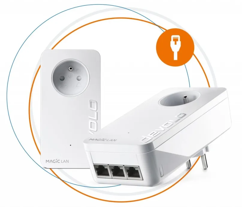 Powerline Devolo Magic 2 LAN triple Starter Kit, prenosová rýchlosť 2400 Mb/s, 3 x LAN, do