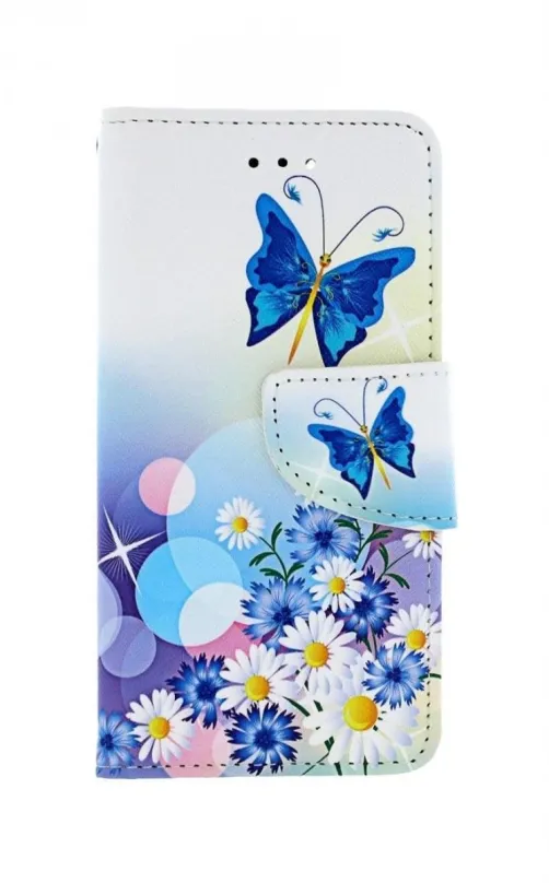 Puzdro na mobil TopQ Puzdro iPhone SE 2022 knižkové Biele s motýlikom 74689