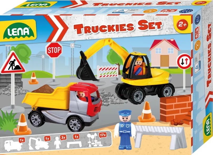 Auto Lena Truckies Set stavba, okrasný kartón, vhodné pre deti od 2 rokov, vhodné na piesk