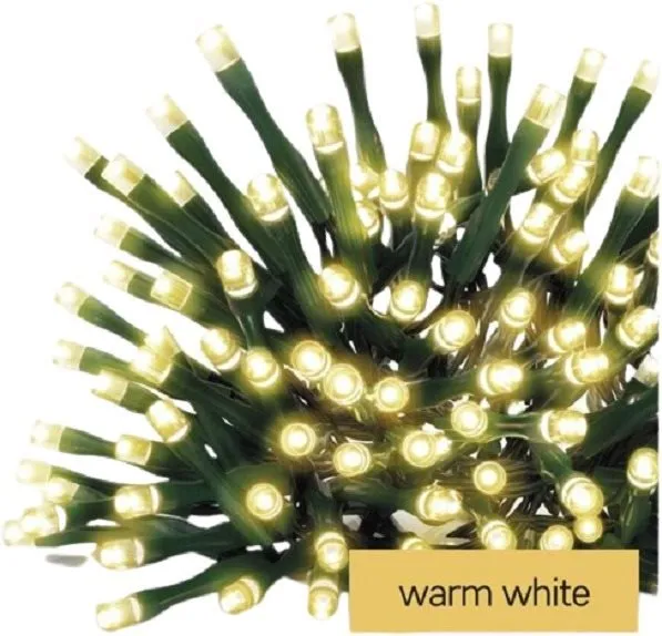 Svetelná reťaz EMOS LED vianočná reťaz, 24 m, vonkajšia aj vnútorná, teplá biela, programy