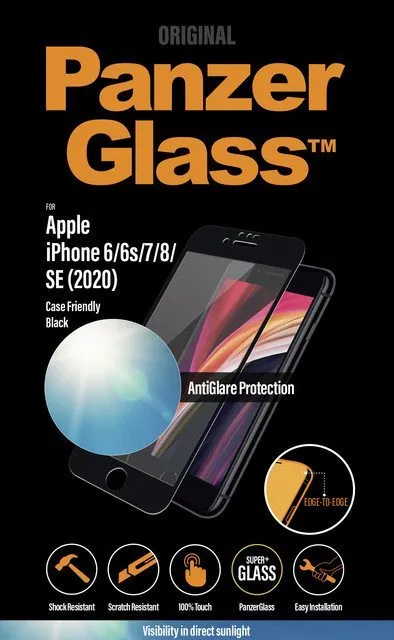 Ochranné sklo PanzerGlass Edge-to-Edge pre Apple iPhone 6/6s/7/8/SE 2020/SE 2022 čierne s Anti-Glare