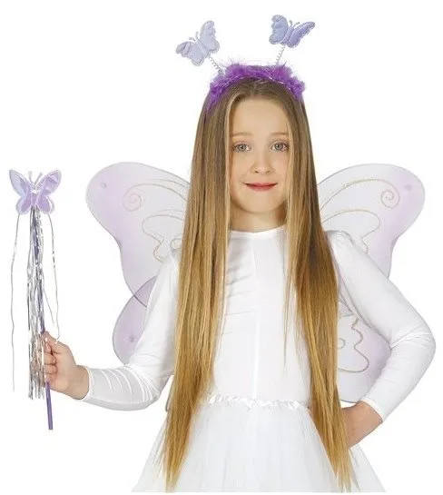 Doplnok ku kostýmu Detská Sada Motýlik - Čelenka, Krídla, Prútik - 50X36 cm