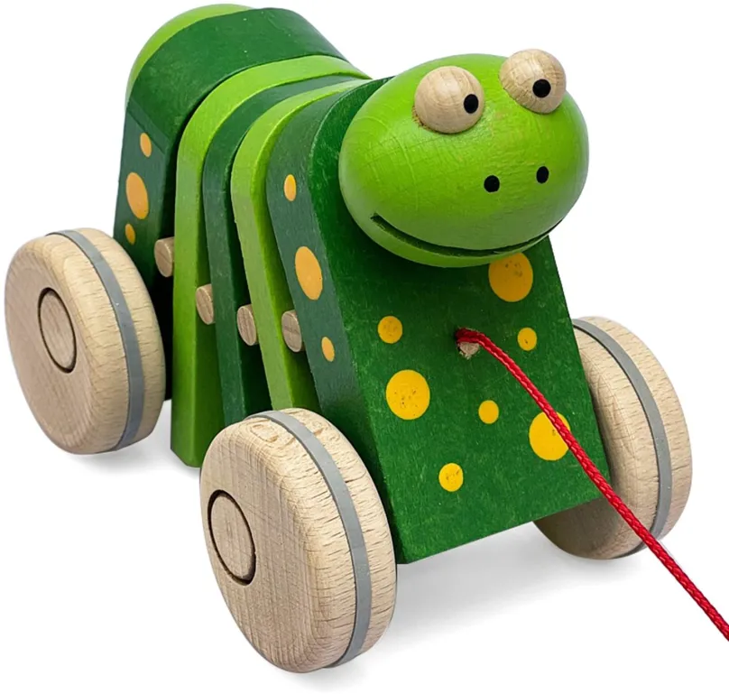 Ťahacia hračka Ulanik Žaba na povrázku klapačka