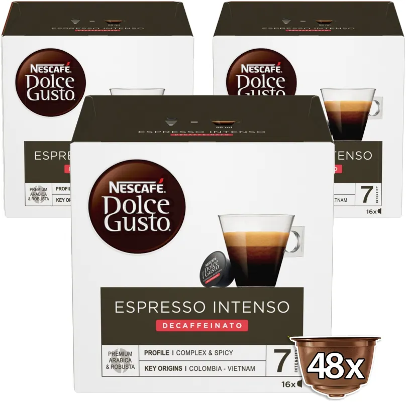 Kávové kapsule NESCAFÉ Dolce Gusto Espresso Intenso Decaffeinato, 3 balenia