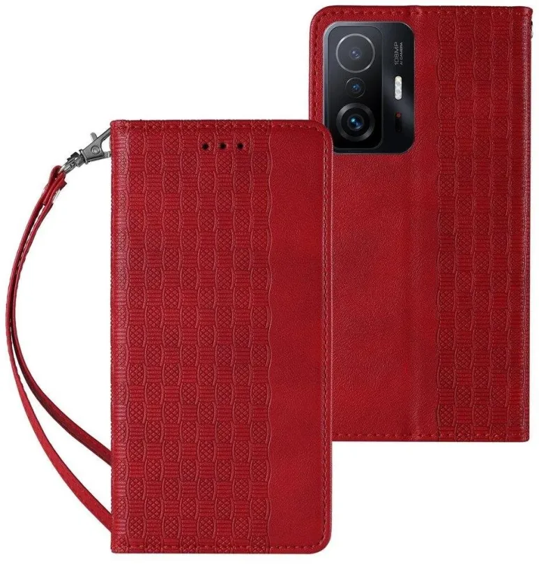 Puzdro na mobil Magnet Strap knižkové kožené puzdro na Samsung Galaxy A13 5G, červené