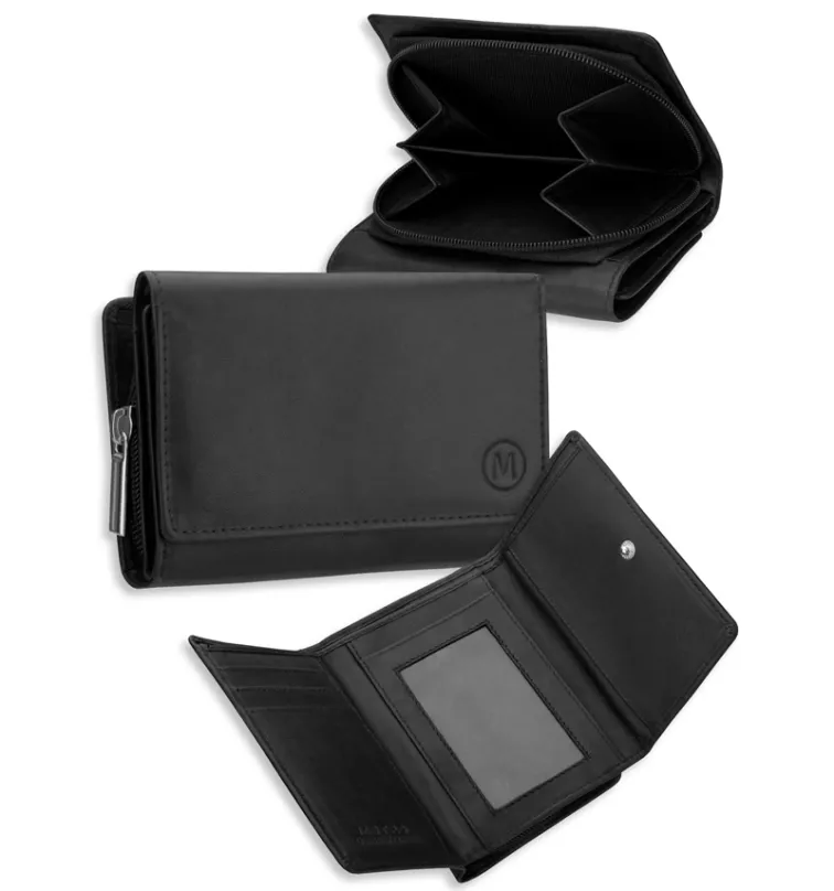 Dámska kožená peňaženka METRO P05 - čierna