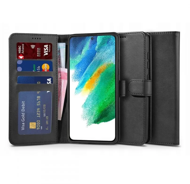 Puzdro na mobil Tech-Protect Wallet knižkové puzdro na Samsung Galaxy S21 FE, čierne