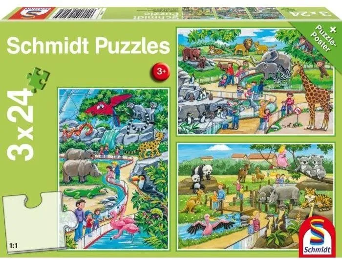 Puzzle Schimdt Puzzle Deň v zoo 3x24 dielikov