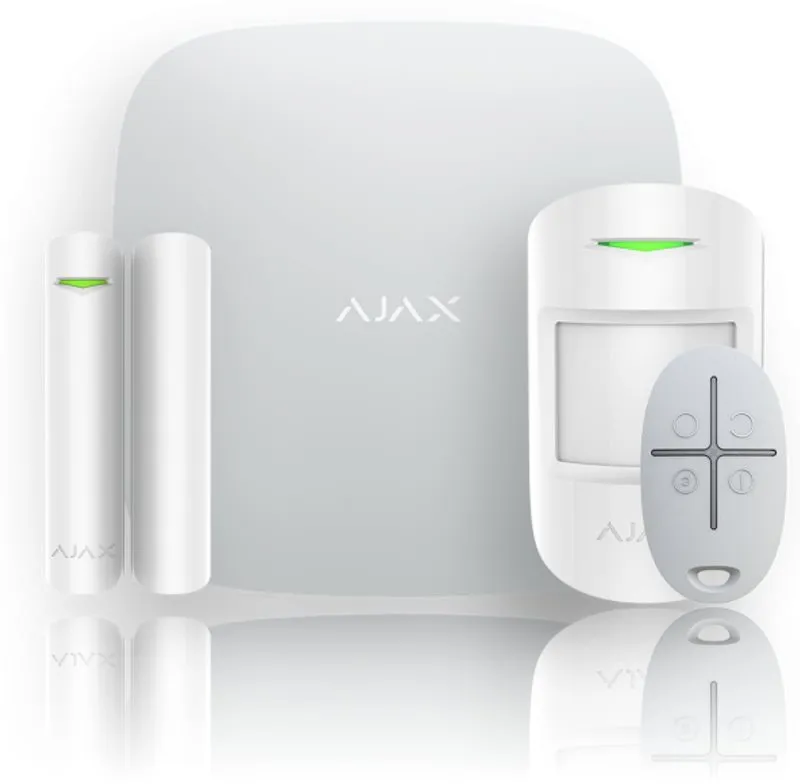 Alarm Ajax StarterKit Plus white, domové, pripojenie cez WiFi 2,4 GHz, GSM a Ethernet, de