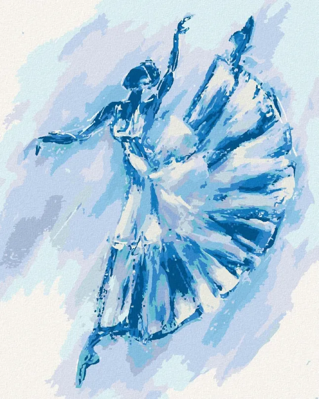 Maľovanie podľa čísel Abstraktná modrá baletka, 80x100 cm, bez rámu a bez vypnutia plátna
