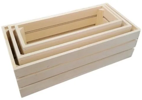 Úložný box AMADEA Drevená sada 3 debničiek z masívneho dreva, 50x15x24 cm