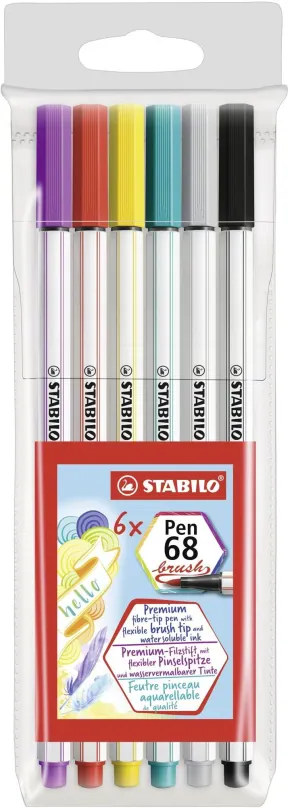 Fixy STABILO Pen 68 brush púzdro 6 farieb