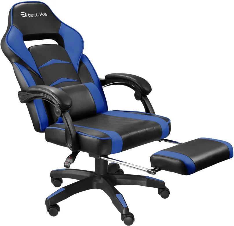 Herná stolička Herná kancelárska stolička Comodo s podnožkou, čierna / modrá