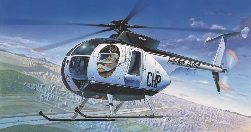Model vrtuľníka Model Kit vrtuľník 12249 - HUGHES 500D POLICE HELICOPTER