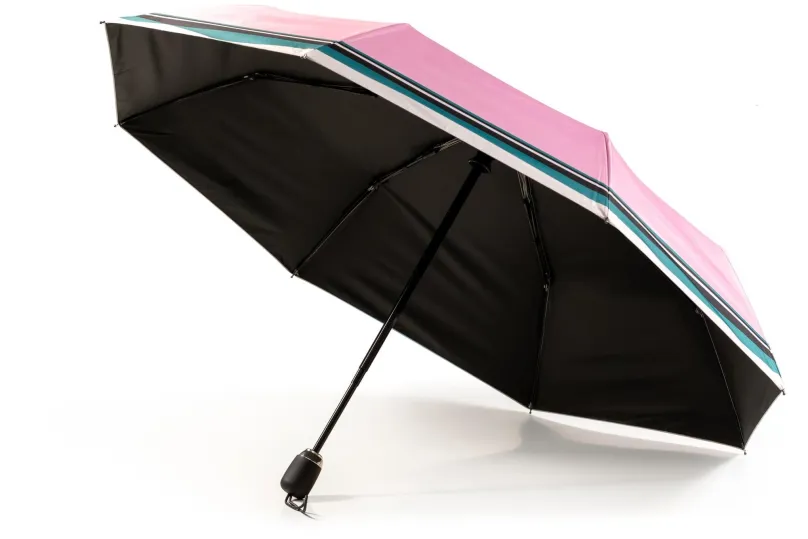 Dáždnik KRAGO Skladací dáždnik kompaktný ružový pruhovaný
