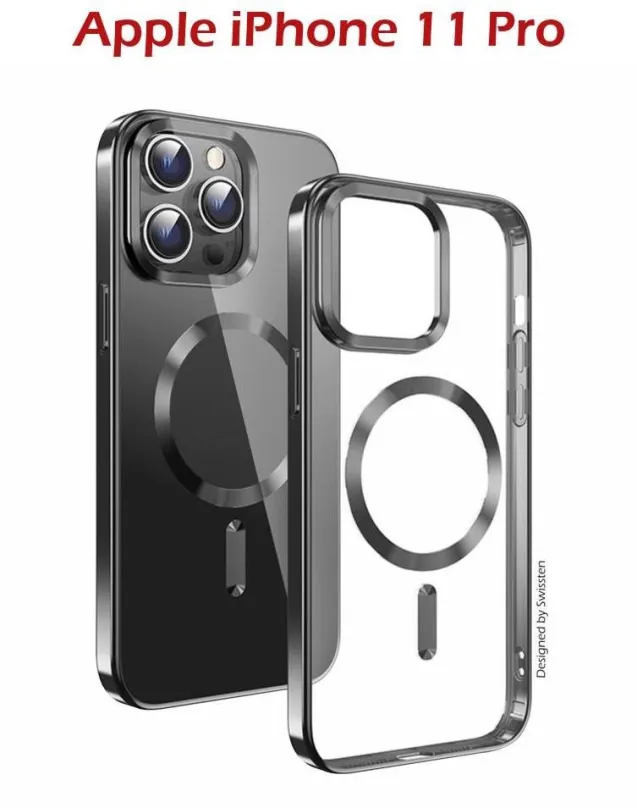 Kryt na mobil Swissten Clear Jelly MagStick Metallic pre iPhone 11 Pre čiernych
