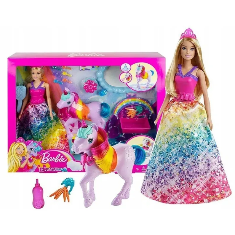 Mattel Barbie Dreamtopia Princezná a dúhový jednorožec, GTG01